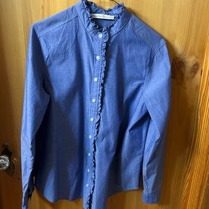 Chic Blue Ruffled Women's Blouse